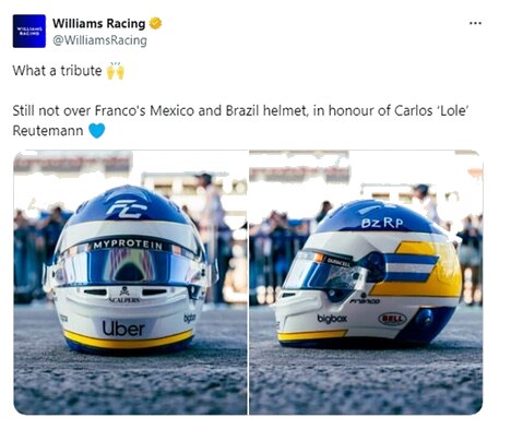 Williams Racing amplificando el casco de Colapinto en X