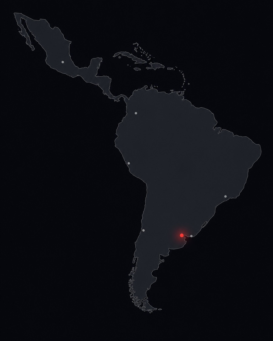 Mapa de LATAM · 12 mercados cubiertos, hub operativo en Buenos Aires